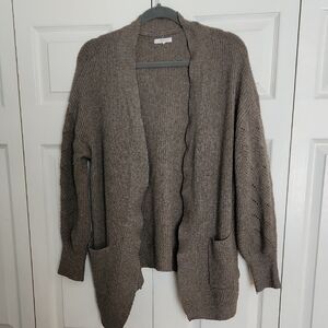Elegant Taupe Open-Front Cardigan
